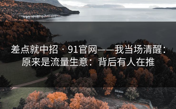 差点就中招 · 91官网——我当场清醒：原来是流量生意：背后有人在推